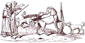 Medieval Entertainment-Fight Between A Horse and Dogs-13th Century